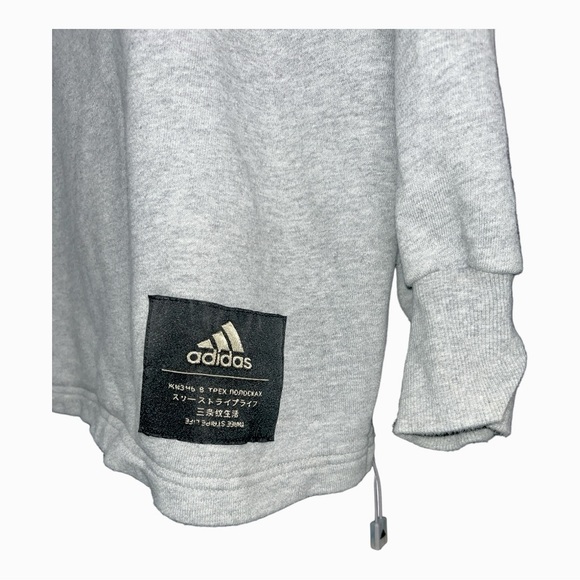 ADIDAS Women's Heather Gray Heavy French Terry Boxy Hoodie Sweatshirt Size Small - Picture 3 of 6